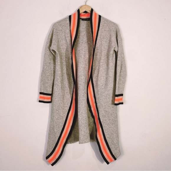 SCOTCH & SODA Lambwool Striped Long Cardigan Gray Orange - Picture 4 of 11